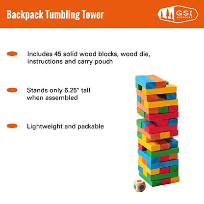 Outside Inside Backpack Portable Wood Block Travel Jenga Game Set