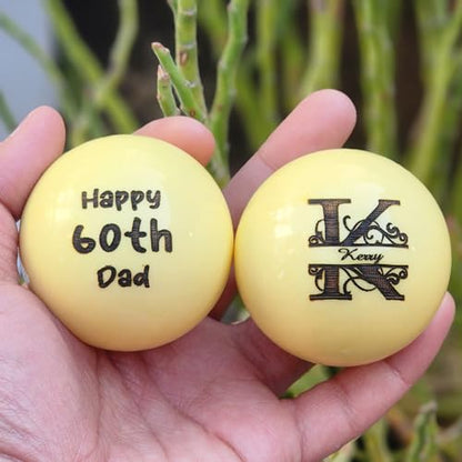 Personalized Pool Ball with Custom Engraving, Monogrammed Cue Ball 57mm, Gifts for Billiards Enthusiast, Sports Gift, Festive Spirit, Custom Text, Unique Birthday Present