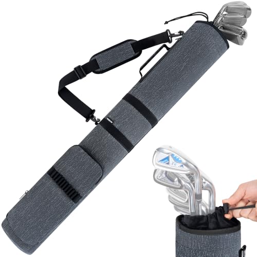 AKOZLIN Lightweight Golf Sunday Bag Golf Travel Carry Bag 3-6 Clubs Foldable Small Golf Bag with Shoulder Strap Black - color: Dark Grey