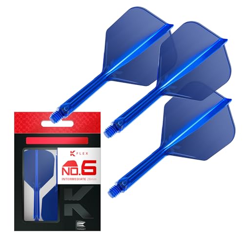 Target Darts K Flex Integrated Dart Flight and Shaft, No.6 | 3-Pack K-Flex - No. 6, Kflex Precision-Molded 2-in-1 Dart Flights and Dart Shaft | Professional Dart Accessories - color: Blue, size: Intermediate (26mm)