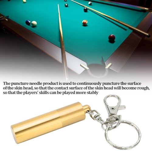 Billiard Cue Tip Tool with Keychain – Billiard Pool Snooker Stick Shaper Cue Tip Pick Pricking Pin Grinding Repair Tool for Snooker Pool Cue Tips - color: Gold