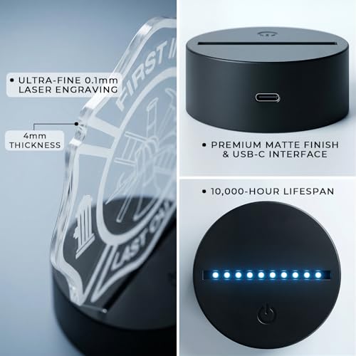 Firefighter Gifts, Fireman Night Light | 16 Colors Changing Dimmable Timer USB Lamp, Fire Fighter Badge Gifts for Men Birthday Fathers Day Graduation Xmas - color: Firefighter