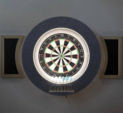 Dart Board Cabinet Set with LED Light; Bristle Dartboard, Built in LED Light, Darts and Chalkboards - color: Grey