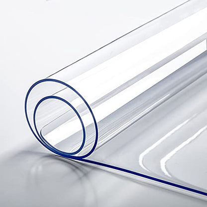 Clear PVC Table Cover - Waterproof, Oilproof, Easy to Clean Wipeable Protector for Kitchen, Dining, Coffee Tables - 2mm Thick, 100x110cm Size, Durable and Stylish