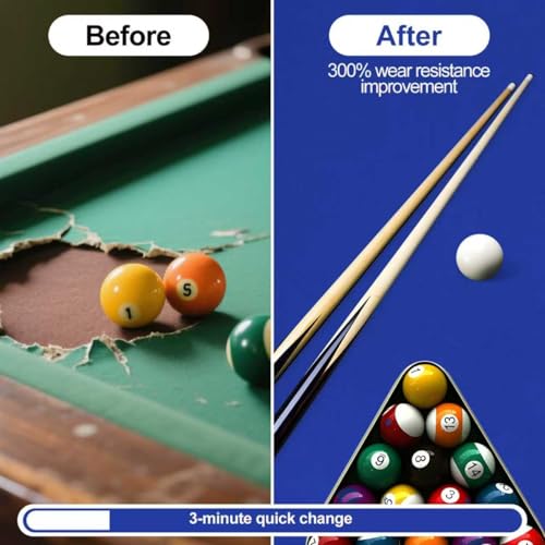 STRONGBERRY Pre-Cut Pool Table Felt Replacement Kit - 8ft Billiard Cloth w/Gloves, Strips & Tools, Felt for Pool Tables - color: BLUE