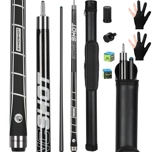 Carbon Fiber Pool Cue Stick 58" Professional Pool Sticks for Adults Full Carbon Technology Tacos De Billiar Low Deflection Billiard Pool Table Cues 3 Colors Available - color: Black- H1