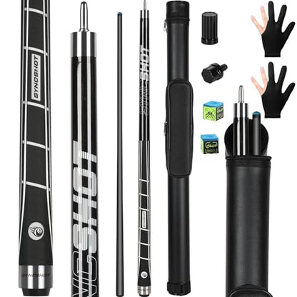 Carbon Fiber Pool Cue Stick 58" Professional Pool Sticks for Adults Full Carbon Technology Tacos De Billiar Low Deflection Billiard Pool Table Cues 3 Colors Available - color: Black- H1