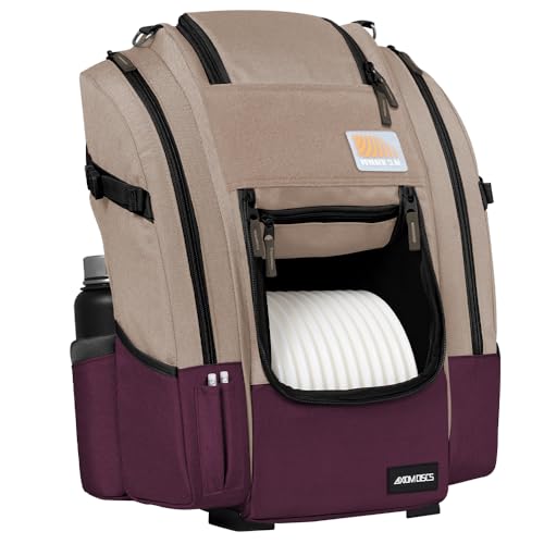 Axiom Discs Voyager Series Backpack Disc Golf Bag (Choose Your Color and Size) - color: Dune/Purple, style: Voyager Slim