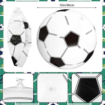 48 Pcs Soccer Party Supplies Set Soccer Inflatable Balls 12 Inch Sports Beach Balls with Glasses for Birthday Parties Sports Events and Summer Lawn Backyard Pool Party Gifts Favors - style: Soccer