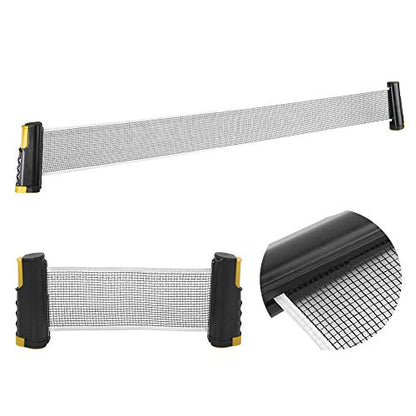 Retractable Table Tennis Net Rack, Portable Plastic Polyester Cotton, Telescopic Length up to 170cm669inch/., Install Spring Clamp System, Stable on - color: Yellow and black on the wavy side