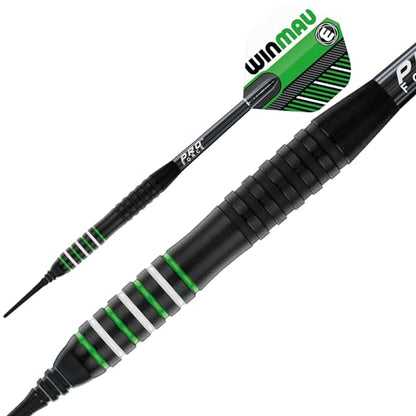 WINMAU Rookie Blue Softip (Plastic Tips) Brass Darts Set | Single or Multi Sets | Includes Flights and Shafts (Stems) | Exclusive Darts Booklet | Blue, Red and Green | - color: Green