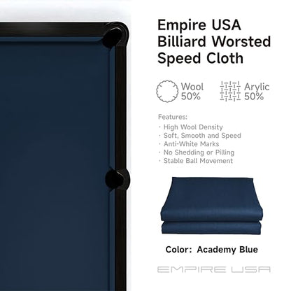 Empire USA - Billiard Worsted Speed Cloth（Felt） 7/8/9 FT - color: Academy Blue, size: 8ft
