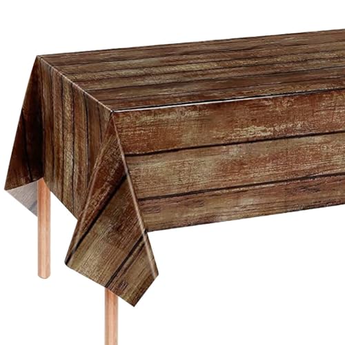 2 Pack Christmas Plastic Tablecloths Plastic Table Covers Disposable Table Cloths BBQ Picnic Birthday Wedding Party Waterproof Tablecloth Dark Wood Grain TableCovers 54 x 108 in - color: Deep Tree Pattern
