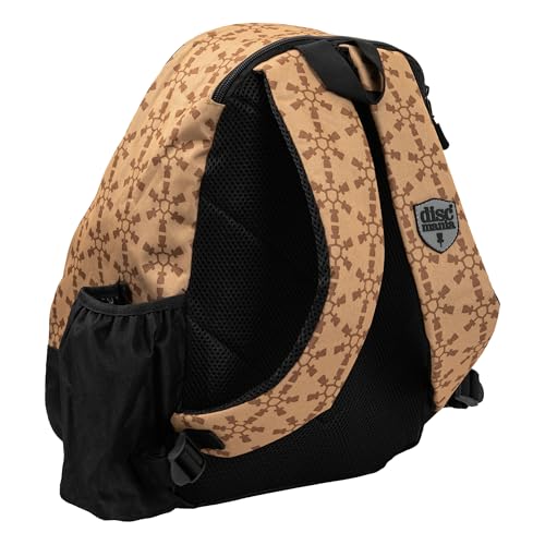 Discmania Fanatic Go Disc Golf Backpack | 18 Capacity + Top Pocket for 2 Putters | Lightweight, Durable Disc Golf Bag | Tall Side Pocket, Bottle Holder | Padded Straps & Water-Resistant Shell - color: Sand