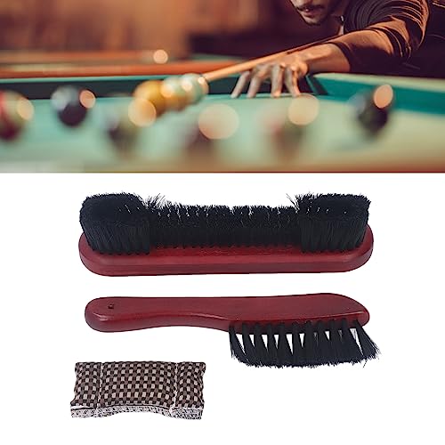 Septpenta Billiard Table Rail Brush Cleaning Tool, Billiard Table Brush Set with Cue Cleaning Cloth, Made of PVC and Solid Wood, for Wooden Billiard Accessories Kit(Burgundy) - color: Burgundy