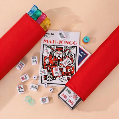 Mahjong Travel Bag for Tiles Racks & Pusher - Unisex Festive Storage Bag for 2026 Valentine’s Day, Easter & Mother’s Day, Solid Red Empty Mahjong Set (Case Only) - color: Red