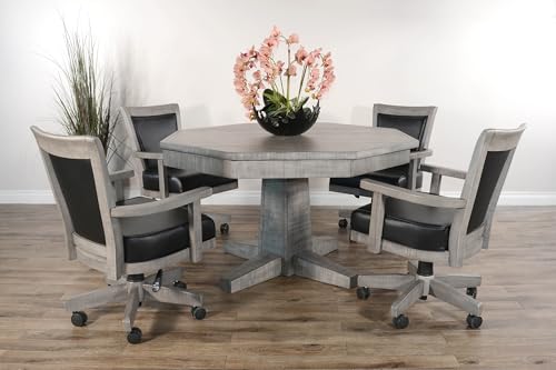 Empire USA Blaze Poker Game & Dining Table Set w/ 4-6 Game Chairs (Weathered Grey Finish 4 Game Chairs) - style: Weathered Grey finish 4 Game Chairs
