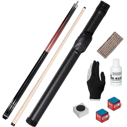 OKKO B-Series Professional Pool Billiard Cue Stick 58”, 13 mm Tip, w/Canadian Maple Shaft (18-21 oz) Hard Round Case & Accessories - style: B-1 (18 oz)