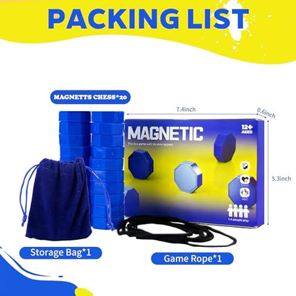 Magnetic Chess Game with Full-Size Stones & String Strategy Puzzle Board Game for 2 Players, Travel, Friendly Party Game for Kids & Adults, Portable Camping & Family Fun