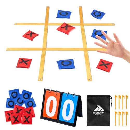 Yard Games for Kids & Adults - Giant 4ft x 4ft Tic Tac Toe Outdoor Game with Bean Bag Toss & Tabletop Scoreboard for Backyard, Carnival, Family Reunion, Birthday Party & Field Day