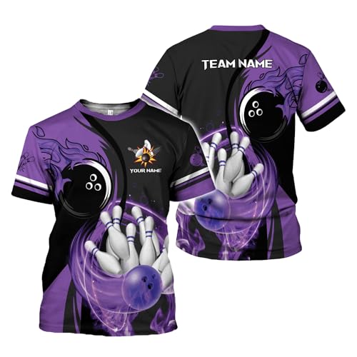 Rivelus Personalized Name Bowling Shirts for Men and Women 3D, Bowling Shirts for Team Bowling, Bowling Shirts Gift - color: Blm32