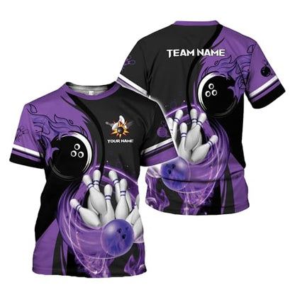 Rivelus Personalized Name Bowling Shirts for Men and Women 3D, Bowling Shirts for Team Bowling, Bowling Shirts Gift - color: Blm32