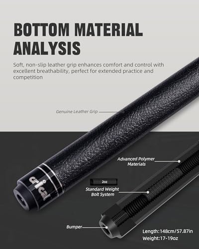 CRICAL Carbon Fiber Pool Cue with Stick Low Deflection Shaft - 58 Inch Billiard Cue Stick with Cowhide Grip & 3K Weave Design, 12.5mm Tip, Fixed Weight (19oz), 3/8x8 Joint – Ideal for Players - color: CL-VP-1-set3