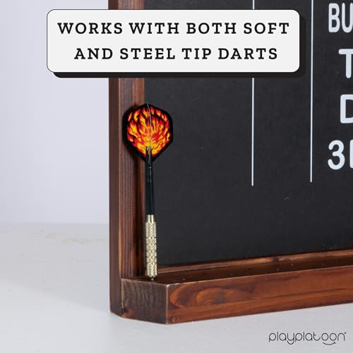 Play Platoon Dart Scoreboard & Darts Holder Wall Mount - Wood Score Board, Professional Darts Accessories, Dart Holder - size: 22 x 16 inch, style: Chalkboard