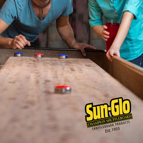 Sun-Glo Shuffleboard Sand - Shuffleboard Powder Wax with Mini Dustpan and Mini Brush Set, 2 Pack (16oz/Each) SunGlo #1 Super Glide (Fast Speed)