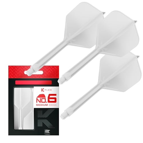 Target Darts K Flex Integrated Dart Flight and Shaft, No.6 | 3-Pack K-Flex - No. 6, Kflex Precision-Molded 2-in-1 Dart Flights and Dart Shaft | Professional Dart Accessories - color: White, size: Medium (33mm)
