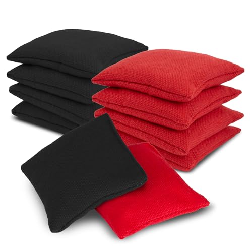 RAINFLOW 8 PCS Cornhole Bags - Bean Bags for Cornhole, 4 Black and 4 Red for Tossing, Game, Outdoor, Wedding, Sports, Party(Black & Red) - size: 3.1x3.1 inch