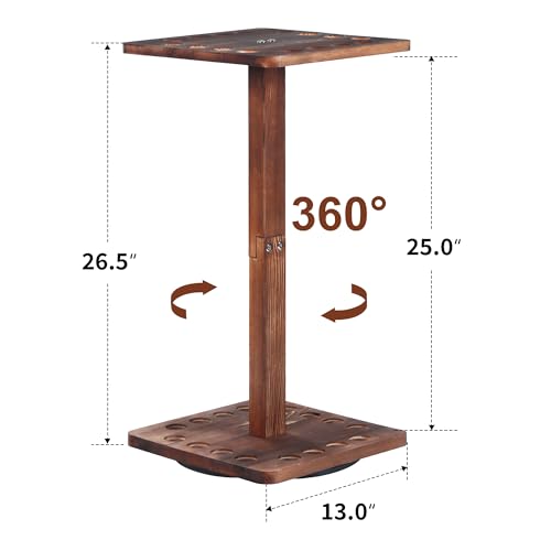 360° Rotating Natural Wood Pool Stick Holder, Floor Stand Billiard Cue Rack, Holds 16 Cues, Storage Organizer for Billiard Room, Easy to Install, Square Base, Billiard Equipment Gift for Men - size: Rotating 16-Rod