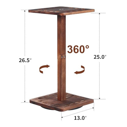 360° Rotating Natural Wood Pool Stick Holder, Floor Stand Billiard Cue Rack, Holds 16 Cues, Storage Organizer for Billiard Room, Easy to Install, Square Base, Billiard Equipment Gift for Men - size: Rotating 16-Rod
