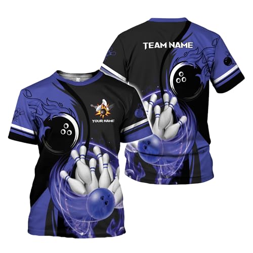 Rivelus Personalized Name Bowling Shirts for Men and Women 3D, Bowling Shirts for Team Bowling, Bowling Shirts Gift - color: Blm32