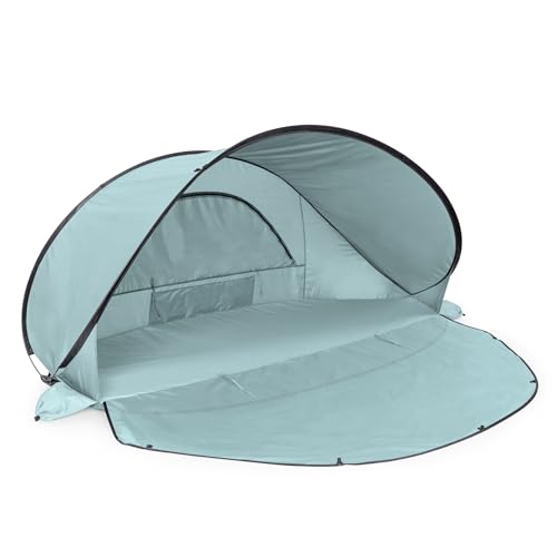 Picnic TIME Manta Portable Beach Tent, Fully-Assembled Pop Up Tent, Beach Shade and Sun Shelter, Instant Outdoor Shade with Carrying Bag for Outdoors and UPF50+ UV Protection, (Light Blue) - color: Light Blue