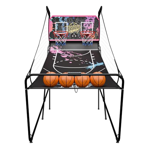 Nova Microdermabrasion Foldable Indoor Basketball Arcade Game Double Shot 2 Player W/ 4 Balls, Electronic Scoreboard and Inflation Pump (Dark Purple) - color: Dark Purple