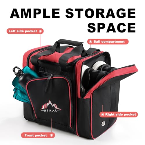 Himal Bowling Ball Bag for Single Sphere - Bowling Ball Tote Bowler's Bag with Padded Sphere Holder - Fits Bowler's Shoes Up to Mens Size 14 - color: Pink