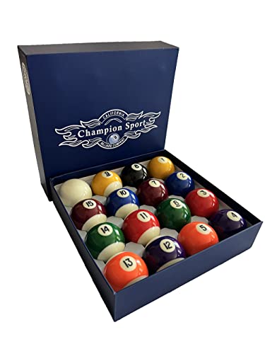 Champion Deluxe 2-1/4" Billiard Pool Ball Set Complete 16 Ball Set (Several Style Available) - color: Champion Classic Standard Set