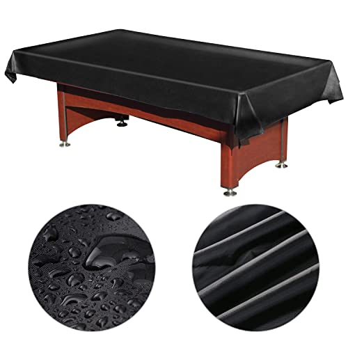 Pool Table Cover PVC Waterproof Dustproof for 7/8/9 Ft Billiard/Pool Table ,Black,8 Feet