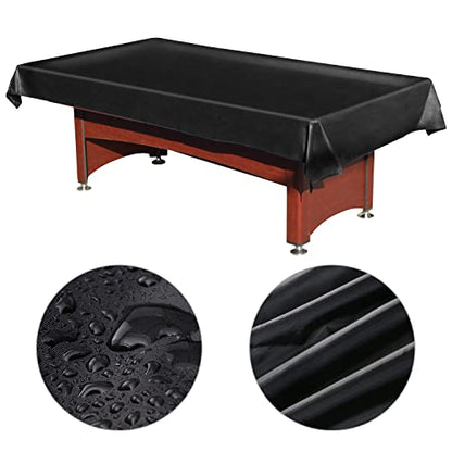 Pool Table Cover PVC Waterproof Dustproof for 7/8/9 Ft Billiard/Pool Table ,Black,8 Feet