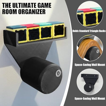 Pool Rack Wall Mount, Pool Triangle Holder for Pool Chalk and Triangle Rack, Billiard Table Pool Rack Chalk Holder Accessory (No chalk included)