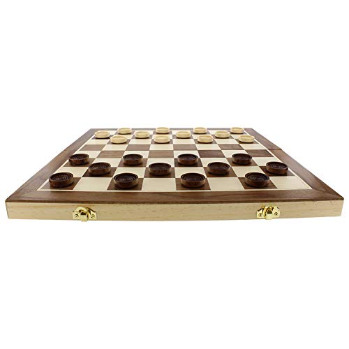 Fun+1 Toys! Classic Wood Checkers Stackable Pieces - Set of 26 Total Checkers Pieces in a Velvet Drawstring Storage Pouch. Each Piece 1.125-Inch Wide and in Brown/Natural Colors. (Pack of 2) - size: 1.125 inches by 1.125 inches (Pack of 2)