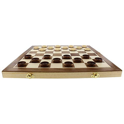 Fun+1 Toys! Classic Wood Checkers Stackable Pieces - Set of 26 Total Checkers Pieces in a Velvet Drawstring Storage Pouch. Each Piece 1.125-Inch Wide and in Brown/Natural Colors. (Pack of 2) - size: 1.125 inches by 1.125 inches (Pack of 2)