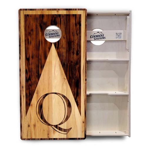 Cornhole Solutions Tournament Cornhole Boards - Regulation 2'x4' Set 3/4" Baltic Birch (Wood Letter Design) - color: Letter Q