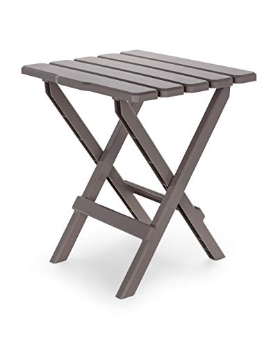 Camco Adirondack Style Folding Plastic Large Table with Footrest Design and Easy to Setup Construction for Indoor or Outdoor Use, Taupe