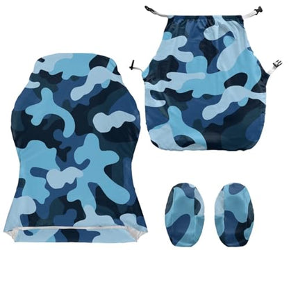 Blue Camo Gaming Chair Cover with Attached Arms 4 Pcs Stretchable Gaming Armchair Covers Non Slip Anti Cat Scratch Protection of Computer Gamer Chair Slipcovers Breathable for Home Office - color: Camo Blue