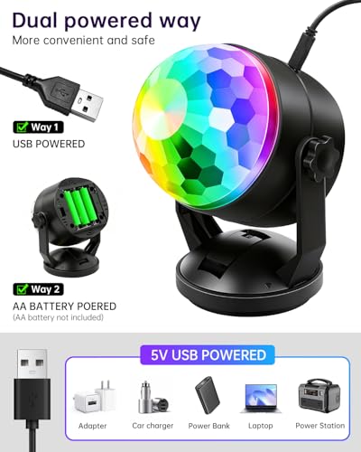 Luditek Disco Ball Party Lights Sound Activated Battery Powered Portable Karaoke Dancing Strobe Lights for Indoor Outdoor Christmas Halloween Party Decorations Supplies for Car Home