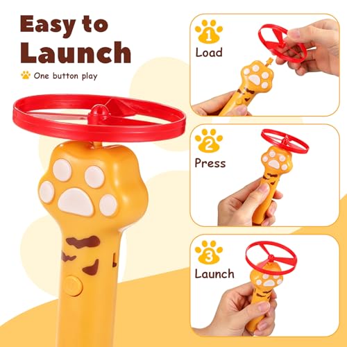 Ciieeo 1 Set Cat Toy Disc Launcher, Interactive Cat Fetch Toy Rechargeable Launcher with Flying Discs - Funny Flying Enrichment Supplies for Indoor Bored Kittens Adult Breeds