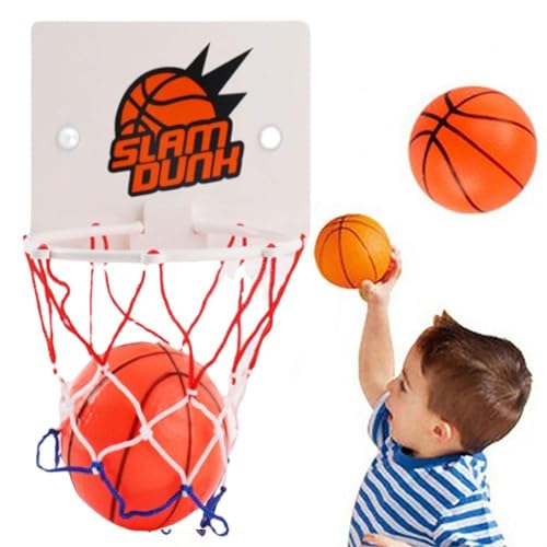 Mini Basketball Hoop Kit Plastic Basketball Backboard with Suction Cup for Indoor Sports Wall Mount Basketball Hoop Set with 2 Balls Funny Home Basket Sports Excersise