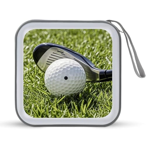 Golf Ball CD Case 40 Capacity DVD Case Holder Hard Plastic DVD Disc Storage Binder for Car Portable Zipper Disc Storage Organizer Wallet Bag for Home Travel